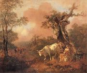 Thomas Gainsborough Landscape with a Woodcutter cowrting a Milkmaid Sweden oil painting artist